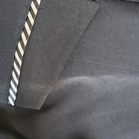 AS•HRO Womens Vintage Blazer Black w/ Striped Black n White Satin Trim Sz 26 EUC - Picture 3 of 13